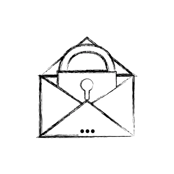 Figura Mesage Mail Con Lucchetto Loco Illustrazione Vettoriale Informazioni Sicurezza — Vettoriale Stock