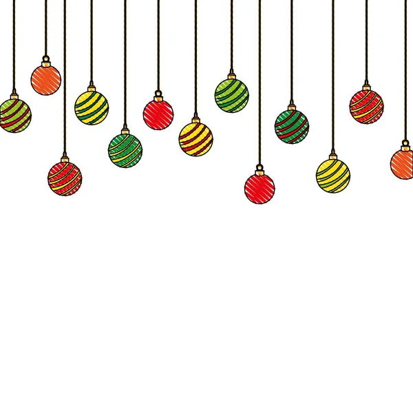 Grated Circle Balls Hanging Decoration Christmas Design Vector Illustration — Stock Vector