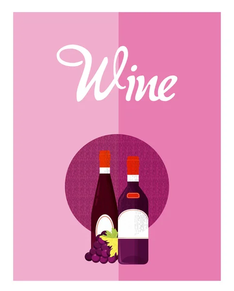 Wine Menu Cover Bottles Vector Illustration Graphic Design — Stock Vector