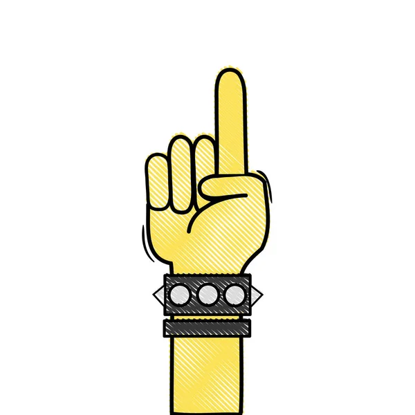 Geriebene Hand Mit Armband Und Zeigefinger Nach Oben Symbolvektorillustration — Stockvektor