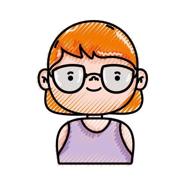 Grated Avatar Menina Com Blusa Penteado Design Vetor Ilustração —  Vetores de Stock