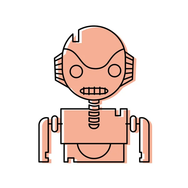 彩色机器人脸与技术胸部设计矢量插图 — 图库矢量图片