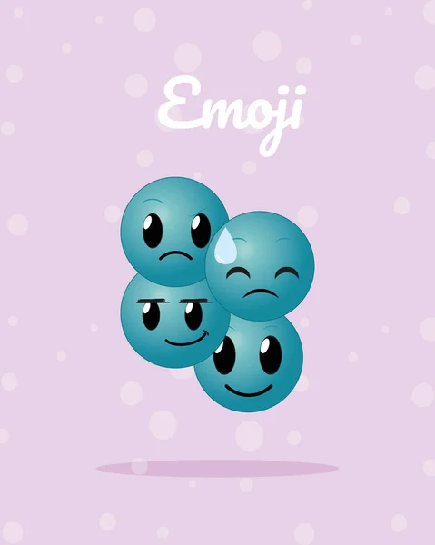 Mignon Ronds Emojis Dessins Animés Sur Pastel Couleur Fond Vectoriel — Image vectorielle
