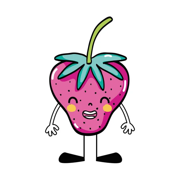 Kawaii Strawberry Smile Fruit Arms Legs Vector Illustration — Stock Vector