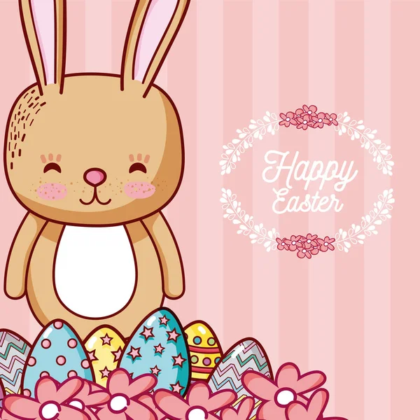 Happy Easter Karty Kreskówka Królik — Wektor stockowy