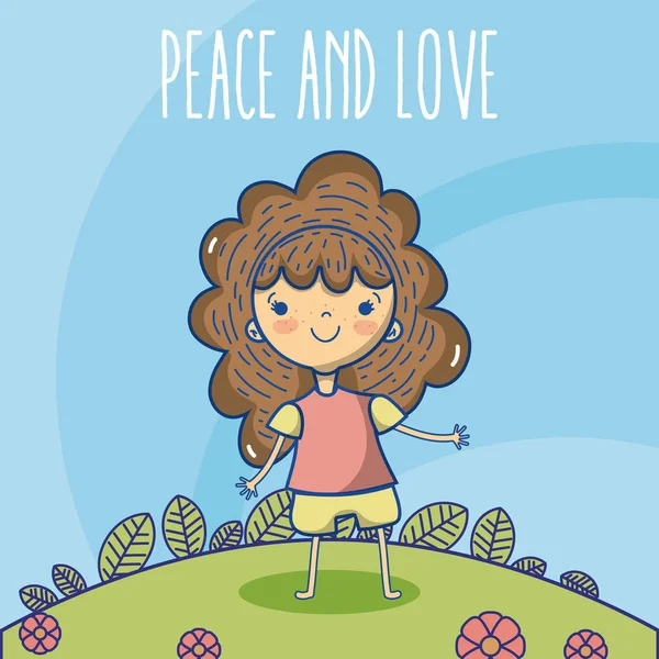 Pokoju Miłości Dzieci Słodkie Bajki Wektor Projekt Graficzny Ilustracja — Wektor stockowy