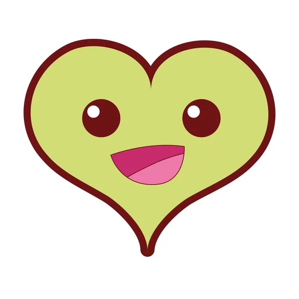 Γραμμή Χρώμα Ευτυχής Καρδιά Πάθος Kawaii Εικονογράφηση Διάνυσμα Χαρακτήρα — Διανυσματικό Αρχείο