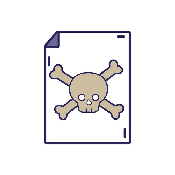 Danger Skull Bones Alert Paper Vector Illustration — Stock Vector