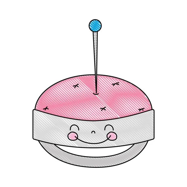 Grated Kawaii Cute Happy Pin Chishion Vector Illustration — Stock Vector