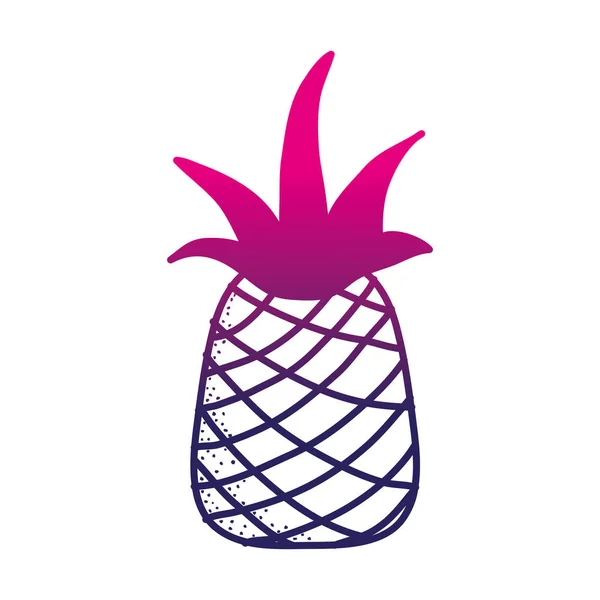 Couleur Silhouette Délicieux Ananas Frais Sain Fruit Vecteur Illustration — Image vectorielle