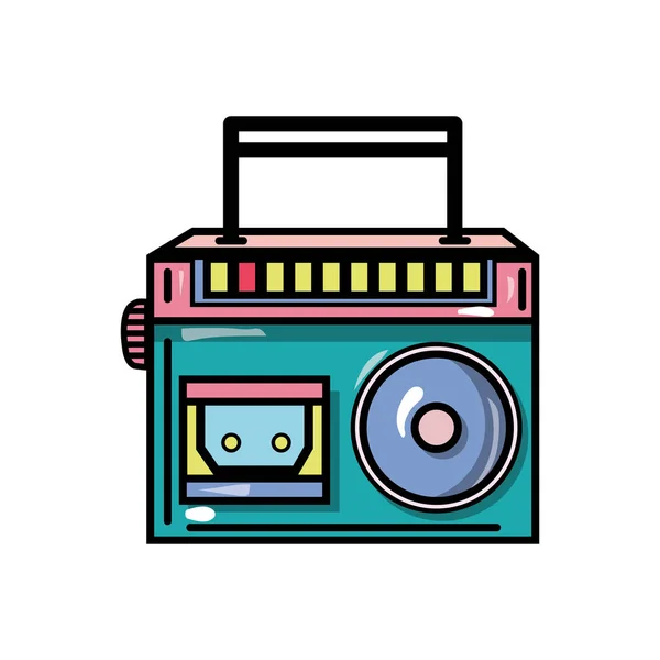 Radio Apparatuur Luisteren Van Muziek Met Cassette Vectorillustratie — Stockvector