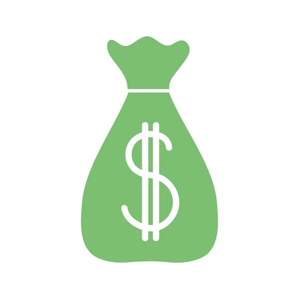 Bunte Tasche Mit Dollar Geld Symbol Währungsvektor Illustration — Stockvektor