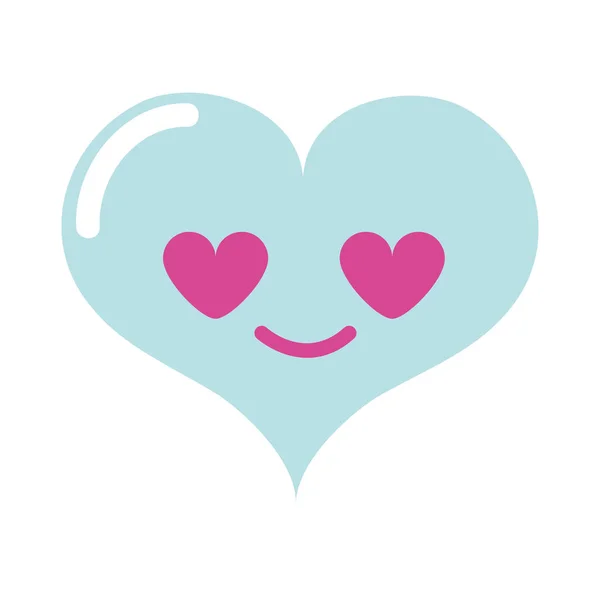 Coração Colorido Paixão Amor Kawaii Personagem Vetor Ilustração —  Vetores de Stock