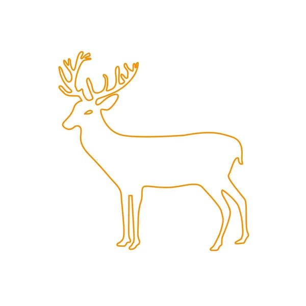 Couleur Ligne Renne Animal Pour Joyeux Noël Célébration — Image vectorielle