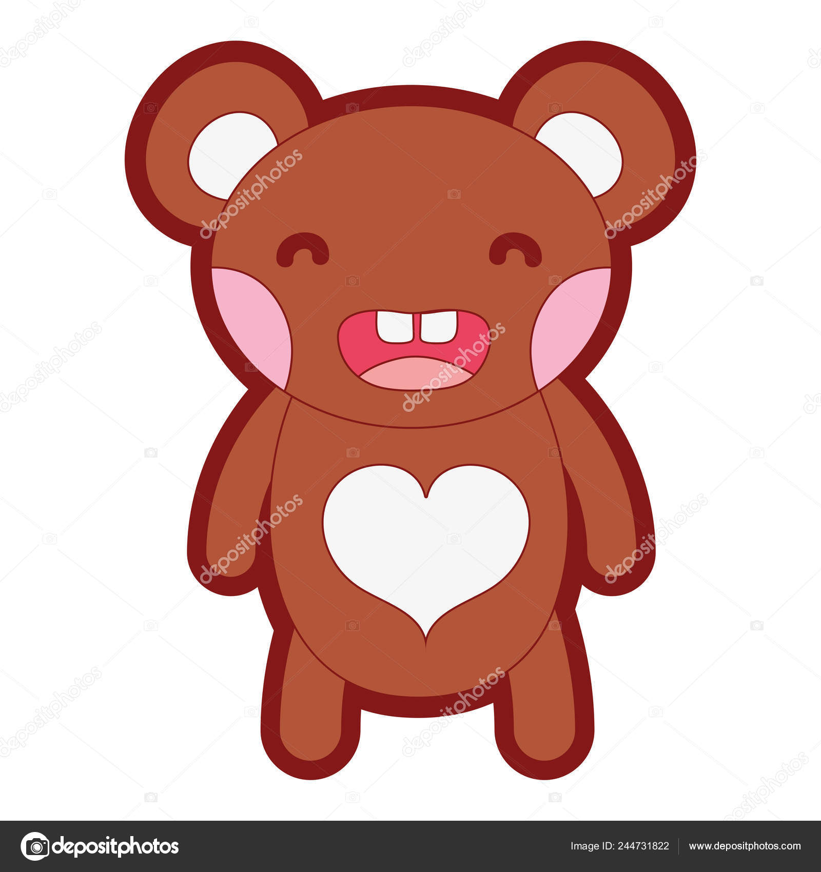 Linha Cor Sorriso Urso Bonito Animal Selvagem Vetor Ilustracao Vetores De Stock C Stockgiu 244731822
