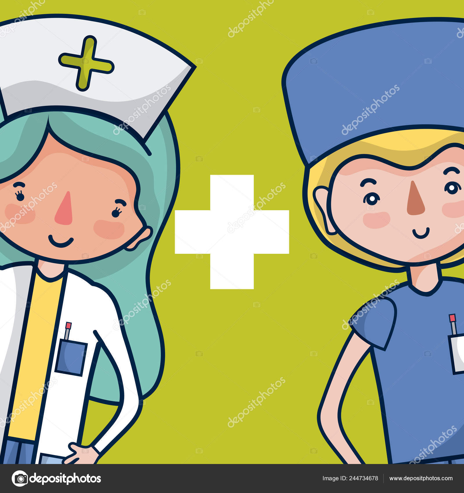 Desenho Manual Do Vetor Médico E Enfermeiro Ilustração do Vetor