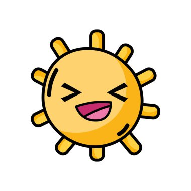 neşeli güneş ışıkları ile ray kawaii vektör çizim