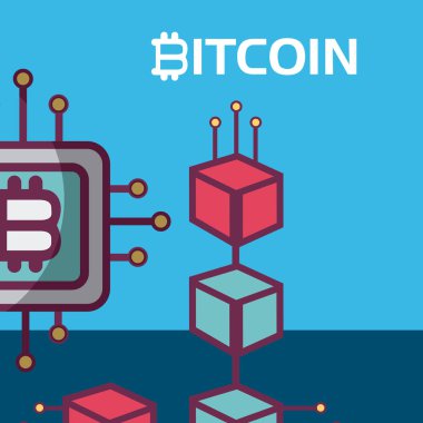 Bitcoin sembol ve küpleri güvenlik sistemi vektör çizim grafik tasarım