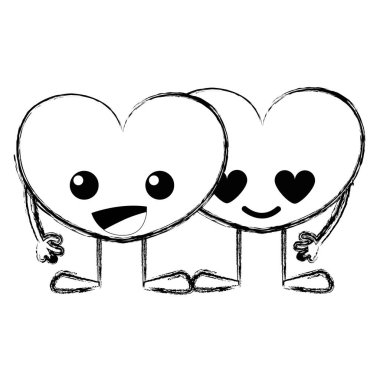 ihale kalpler çift kawaii çizgi film illüstrasyon vektör şekil