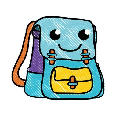 rendelenmiş mutlu ve sevimli çanta nesne kawaii vektör çizim