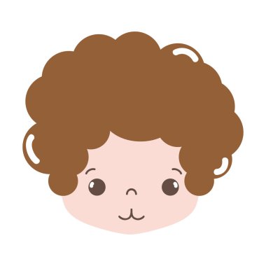 tam renkli çocuk kafa kıvırcık saçlı ve ihale yüz vektör çizim