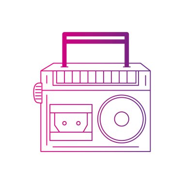 renk siluet radyo donanımları kaset vektör çizim ile müzik dinlemek için