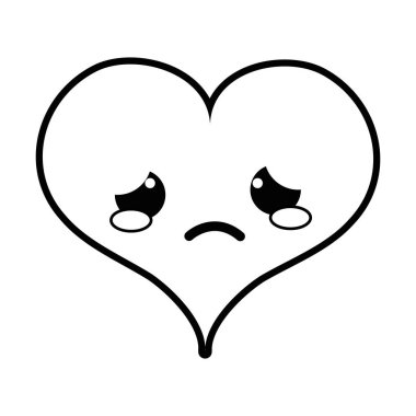 kalp tutku kawaii karakter vektör çizim ağlıyor çizgi