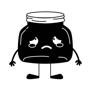 kolları ve bacakları vektör illusration ile ağlayan mason cam kawaii siluet