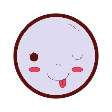 çizgi rengi kawaii baş sevimli komik yüzü ile illüstrasyon vektör