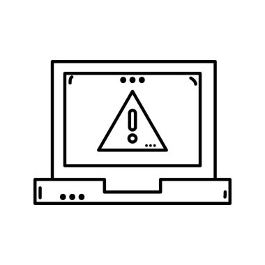 çizgi dikkat amblemi uyarı dizüstü bilgisayar teknoloji vektör çizim içinde