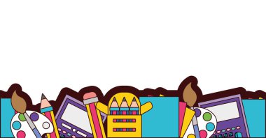 tam renkli Okulu arka plan tasarım vektör çizim araçları