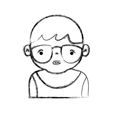 Şekil avatar çocuk t-shirt ve saç modeli tasarım vektör çizim ile