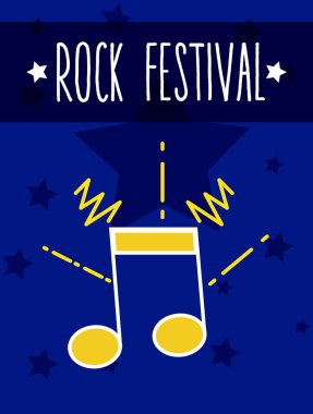 Rock Festivali müzik notlar karikatür vektör çizim grafik tasarım