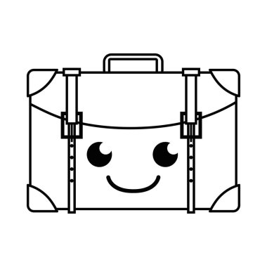 satır mutlu seyahat sırt çantası kawaii karikatür vektör çizim