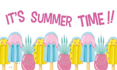 Yaz saati kart kavramı vektör çizim grafik tasarım