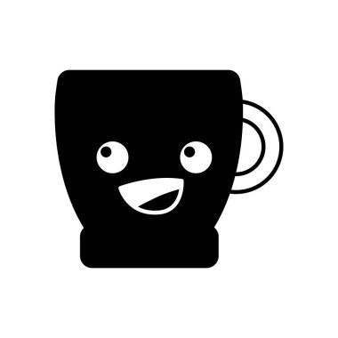 kontur mutlu kahve Kupası kawaii karikatür vektör çizim