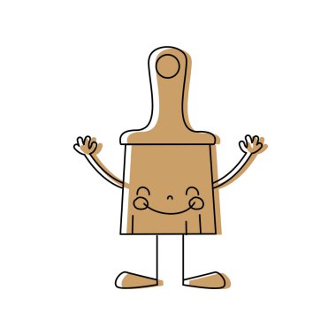 vektör çizim Kawaii mutlu fırça nesne kolları ve bacakları ile renk