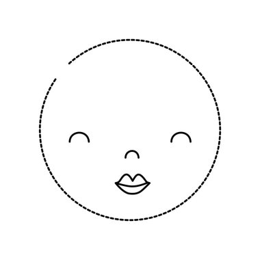 Şekil kawaii baş sevimli güzellik yüz vektör çizim ile noktalı