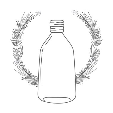 Rustik cam kavanoz yaprakları elle çizilmiş simge vektör çizim grafik tasarım ile