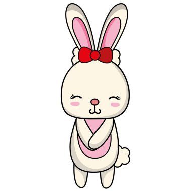 şirin ve utangaç tavşan kadın vahşi hayvan vektör çizim