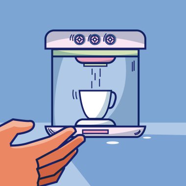 Kahve makinesi vektör çizim grafik tasarım kapma el