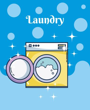 Yıkama makinesi Çamaşırhane vektör çizim grafik tasarım