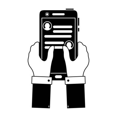 smartphone ve whatsapp sohbet mesaj vektör çizim ile kontur eller