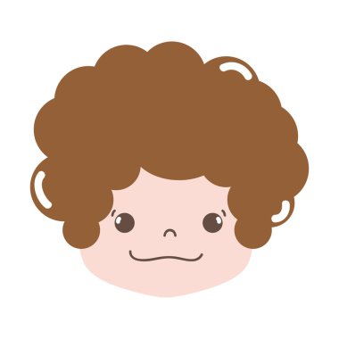 vektör çizim tam renkli çocuk baş kıvırcık saçlı ve mutlu yüz