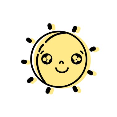 renk mutlu güneş doğal hava kawaii vektör çizim