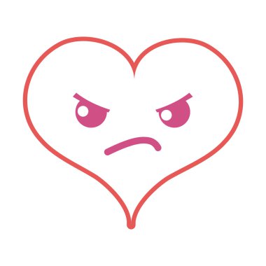 renkli kızgın kalp tutku kawaii karakter vektör çizim