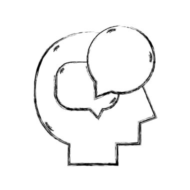 Şekil siluet vektör çizim içinde sohbet kabarcıklar adamla