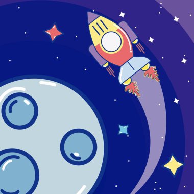 Uzay aracı gezegenin karikatür vektör çizim grafik tasarım uçan