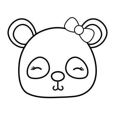 kadın vahşi hayvan vektör çizim satırı utangaç panda baş