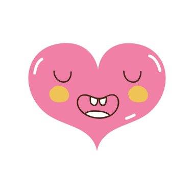 renkli komik kalp kawaii yüz ifadesi vektör çizim ile